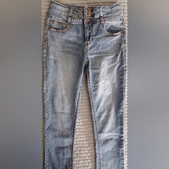 Vanilla Star High Rise Dark Denim Stretch Jeggings (7) - Picture 1 of 3